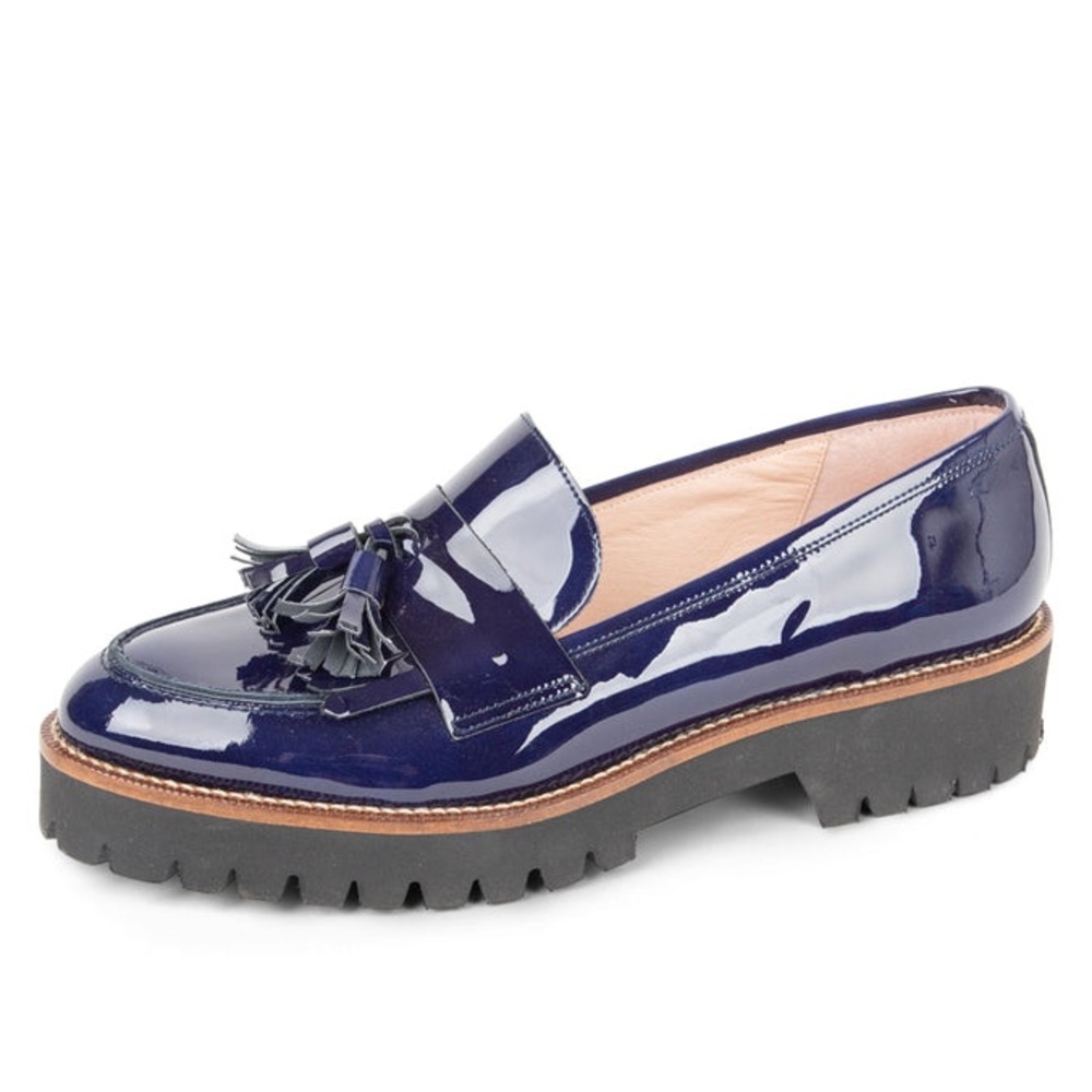 Handcrafted in Spain 💙 Navy Leather Beckham Tassel Loafer by Patricia Green Sz 7